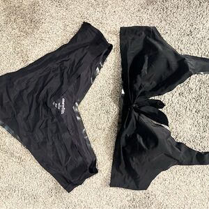 Women's Black Bikini Set with Knot-Front Top